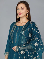 Women Silk Blend Embroidered Kurta Trouser-PKSKD1901A