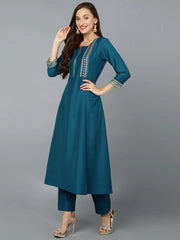 Women Silk Blend Embroidered Kurta Trouser-PKSKD1901A