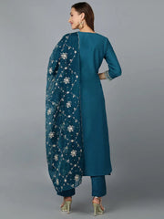 Women Silk Blend Embroidered Kurta Trouser-PKSKD1901A