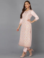 Silk Blend Blush-Pink Jacquard Festive wear Suit