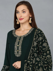 Women Poly Georgette Embroidered Kurta Palazzo