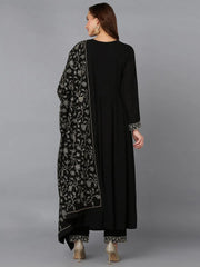 Black Georgette Angrakha Pant With Dupatta PKSKD1913