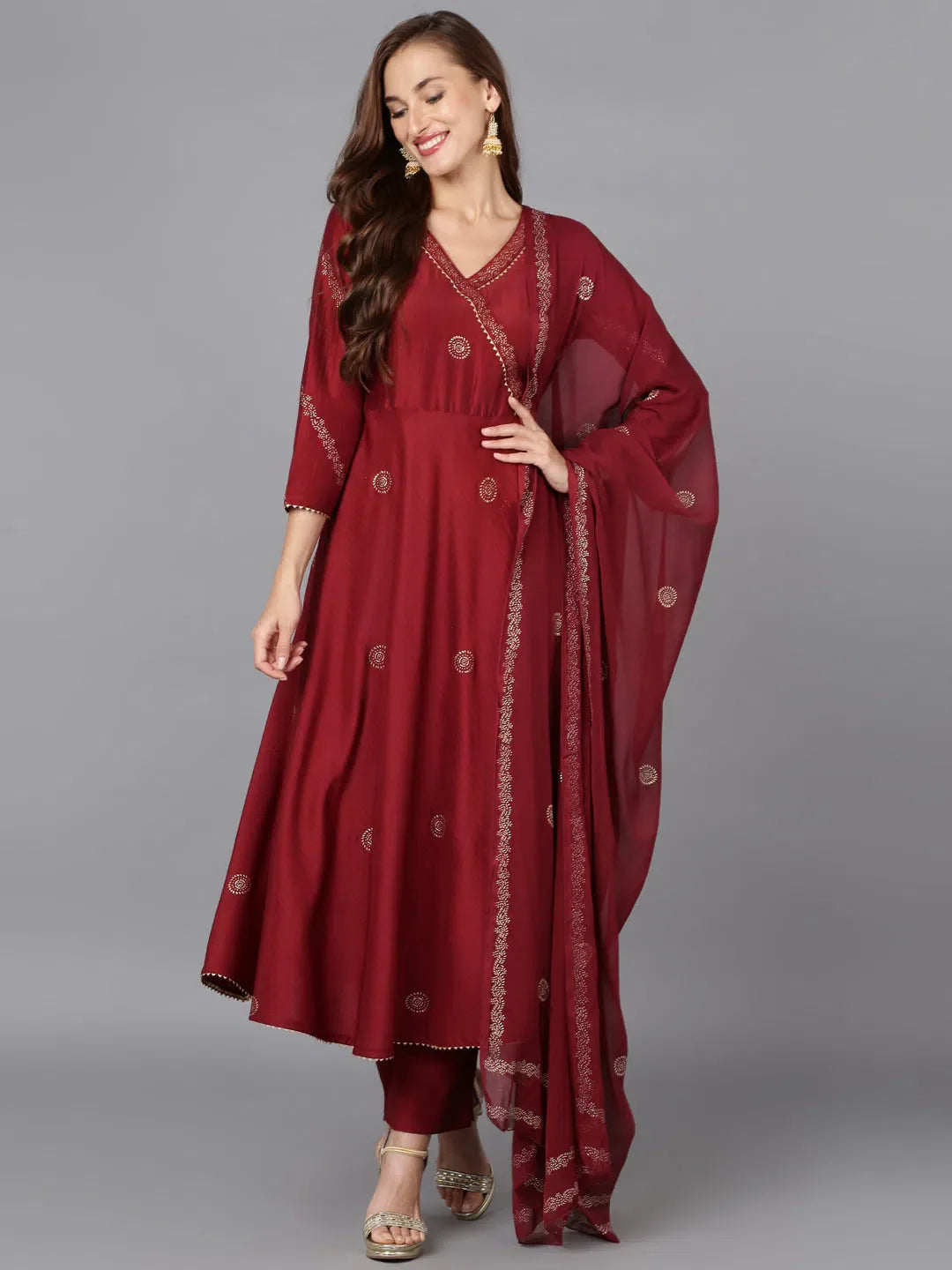 Maroon Rogan Work Silk Blend Lehenga | Women's Party Wear