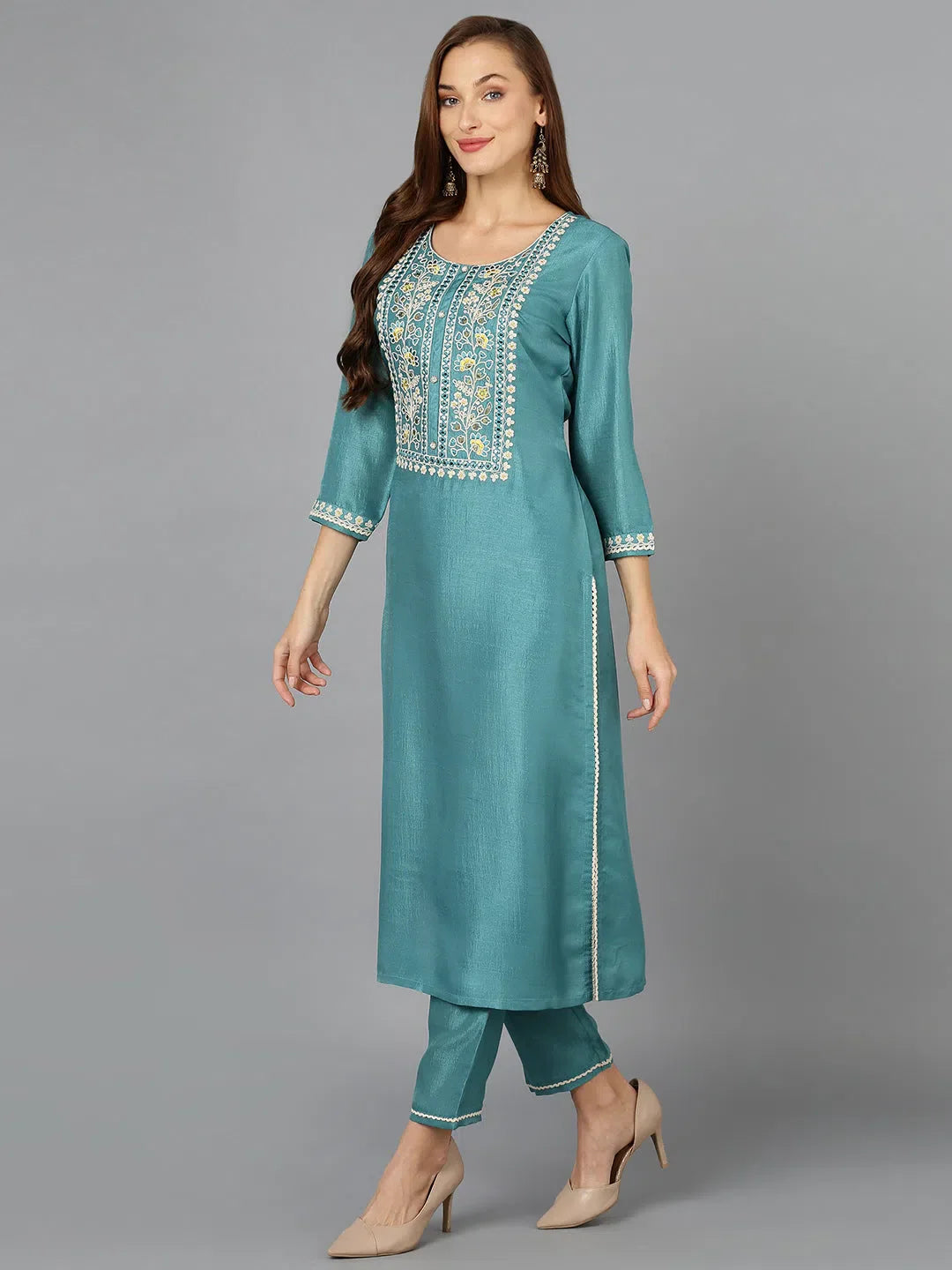 Sea Green Kurta Set with Dupatta | Designer Kurta Sets
