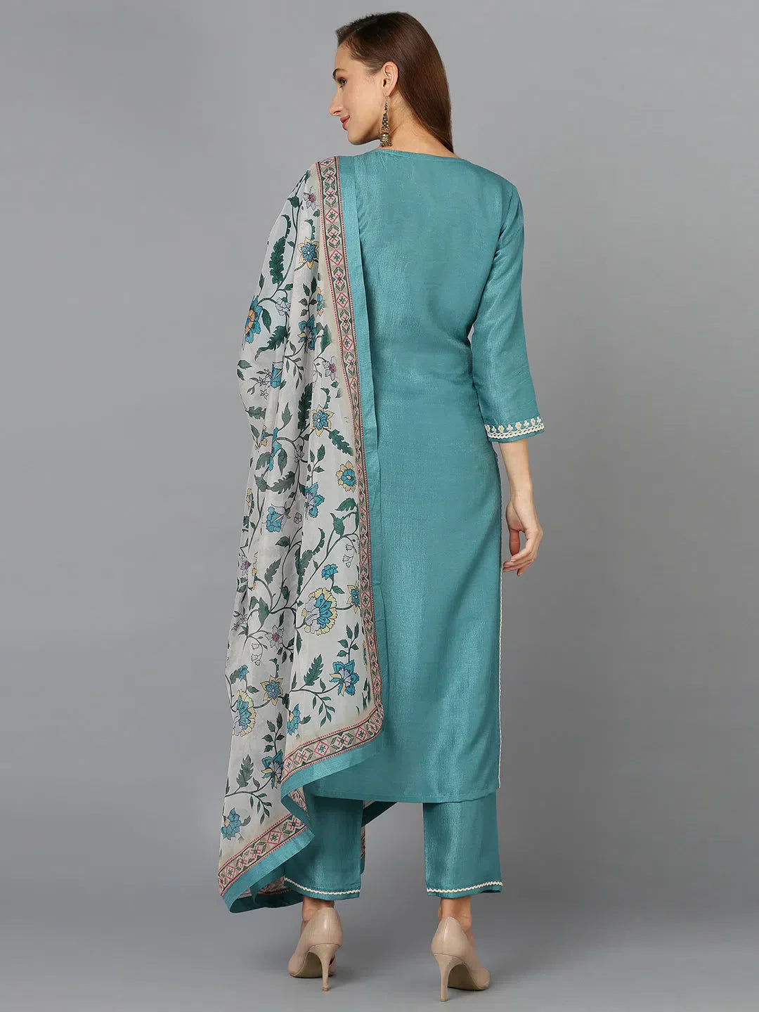 Sea Green Kurta Set with Dupatta | Designer Kurta Sets