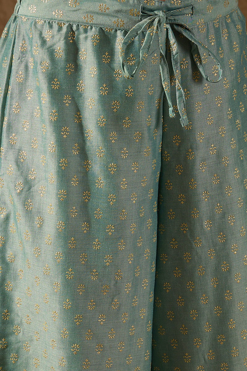 Sea Green Silk Blend Solid Embroidered Anarkali Suit Set PKSKD2036 | D