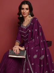 Polyester Solid Purple Indian Ethnic-PKSKD2064