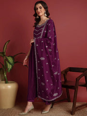 Polyester Solid Purple Indian Ethnic-PKSKD2064