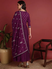 Polyester Solid Purple Indian Ethnic-PKSKD2064