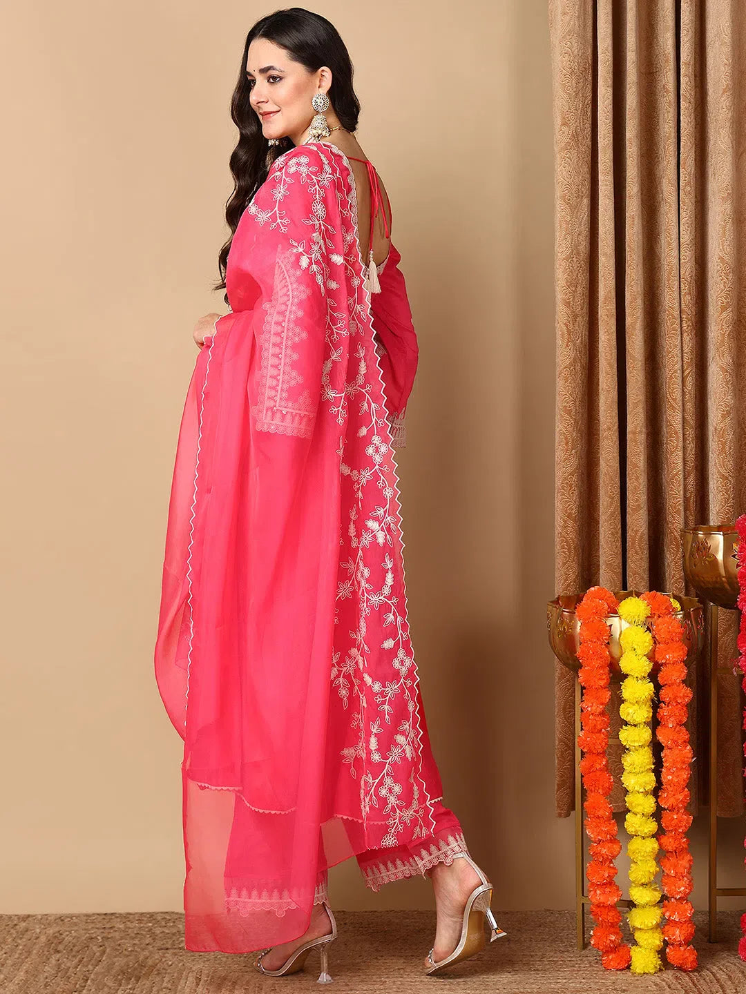 Pink Anarkali Kurta Pant Set | Embroidered Indian Kurta Sets