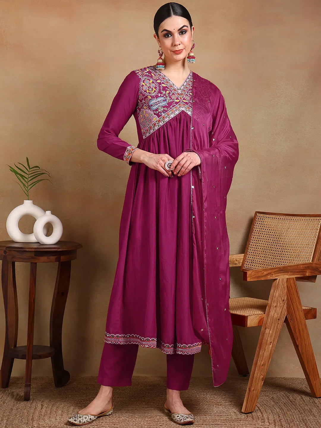 Pink Embroidered Anarkali Kurta Set with Dupatta | Designer Kurta