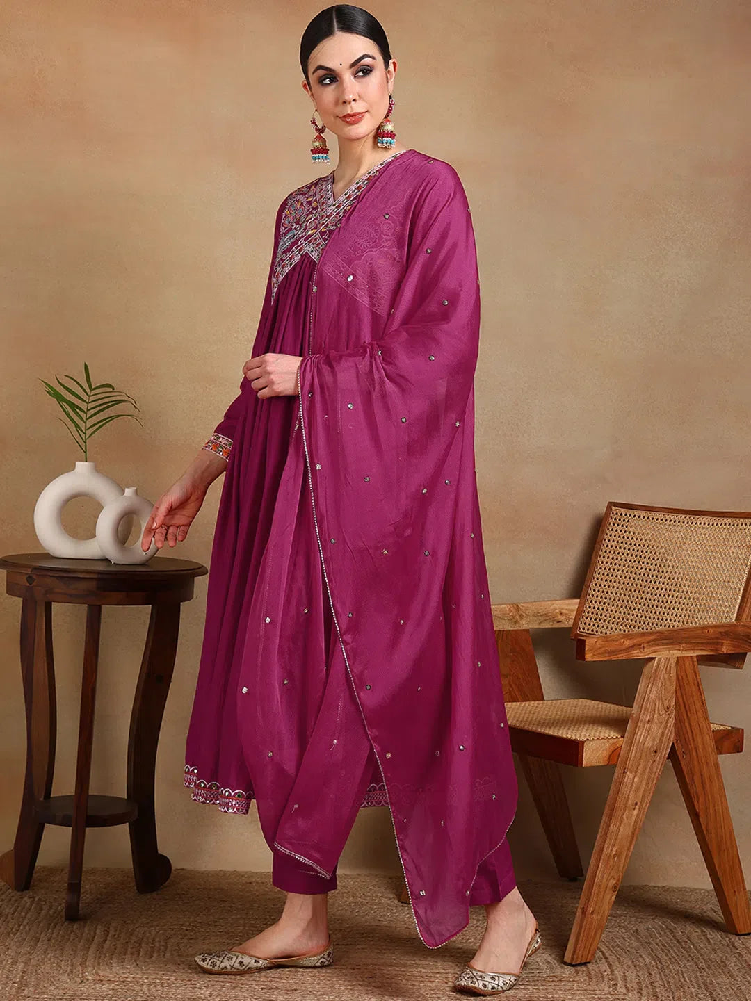 Pink Embroidered Anarkali Kurta Set with Dupatta | Designer Kurta
