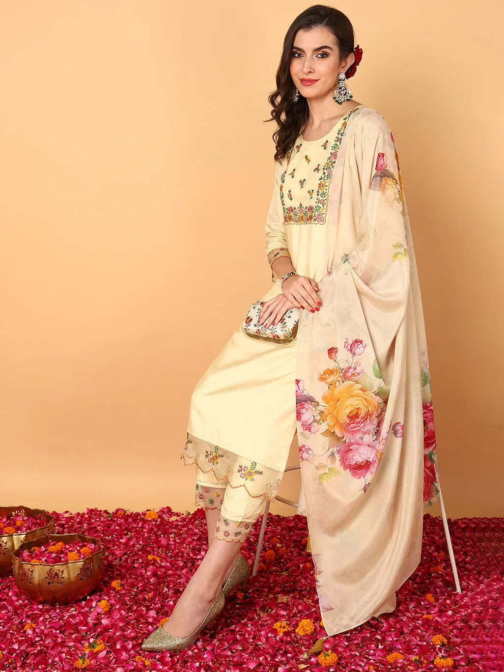 Yellow Silk Kurta Set with Dupatta | Indian Women's Kurta Sets