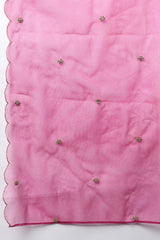 Pink Silk Blend Solid Embroidered Flared Suit Set PKSKD2144