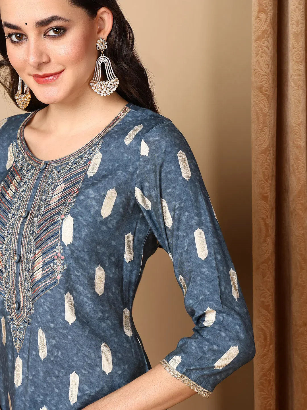 Blue Embroidered Kurta Pant Set with Dupatta | Women's Kurta Sets