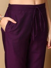 Women Purple Silk Blend Embroidered Straight Kurta Pant Set With Dupatta-PKSKD2163
