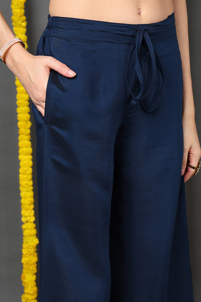 DesiQlo Women Silk Blend Indian Ethnic Set - Blue PKSKD2173