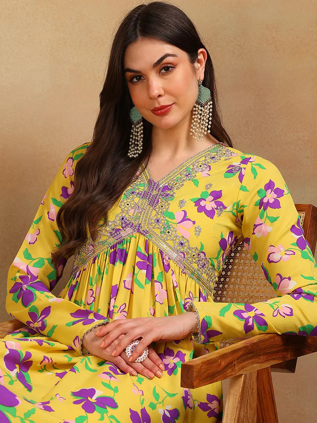Yellow Printed Kurta Set with Dupatta | Women's Indian Kurta