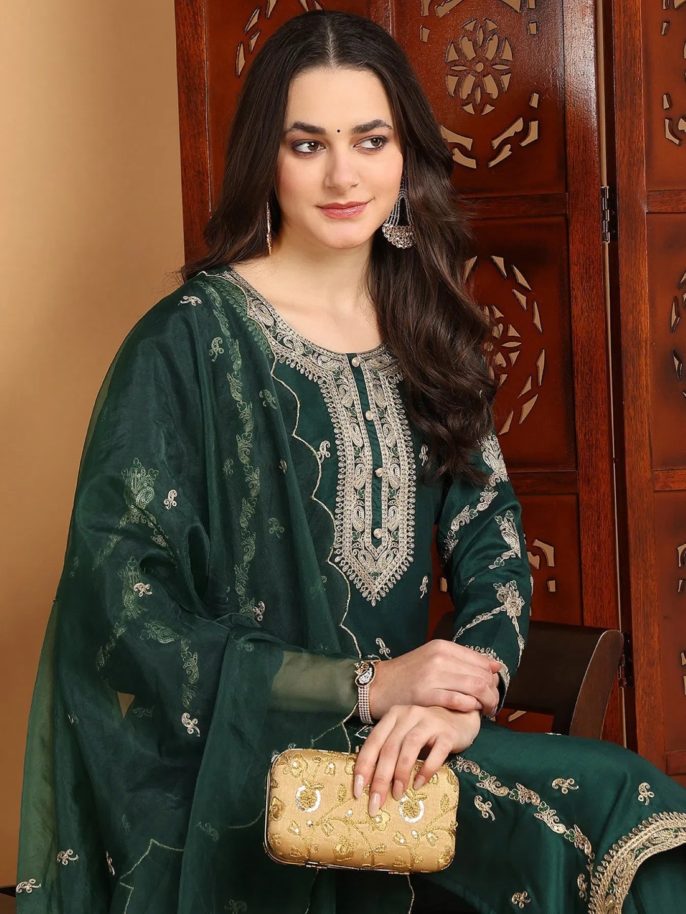 Green Embroidered Kurta Set | Women's Designer Kurta Sets