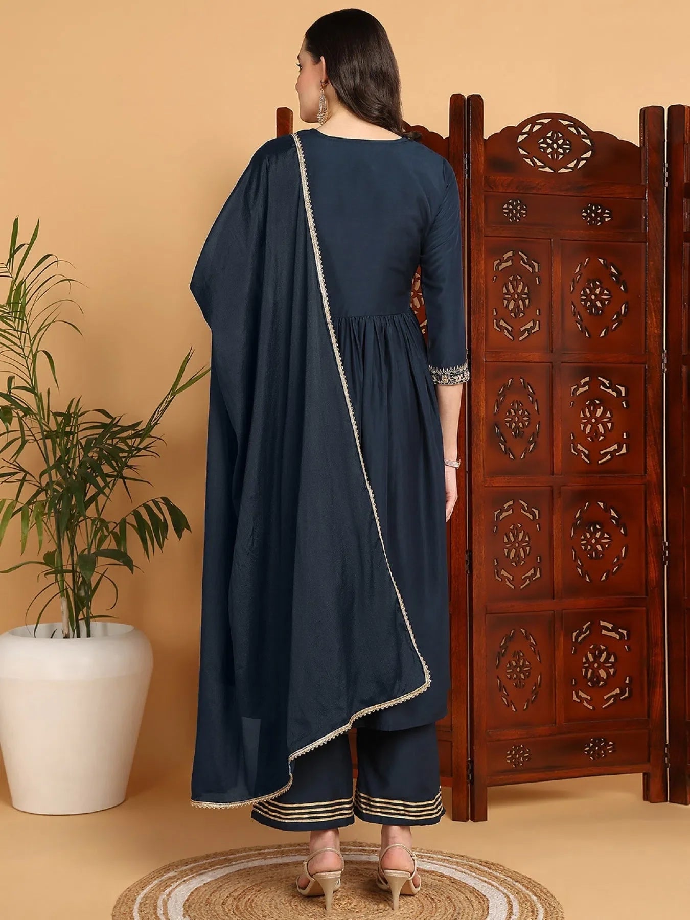 Blue Cotton Kurta Set with Dupatta | Classic Women's Indian Kurta Sets