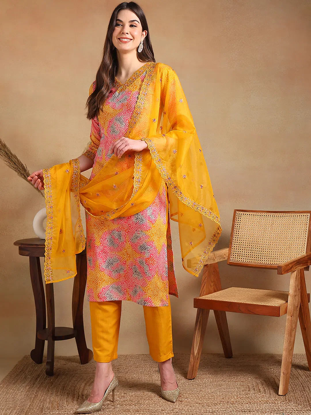 Yellow Women's Kurta Set with Dupatta | Indian Kurta Sets - Style 1