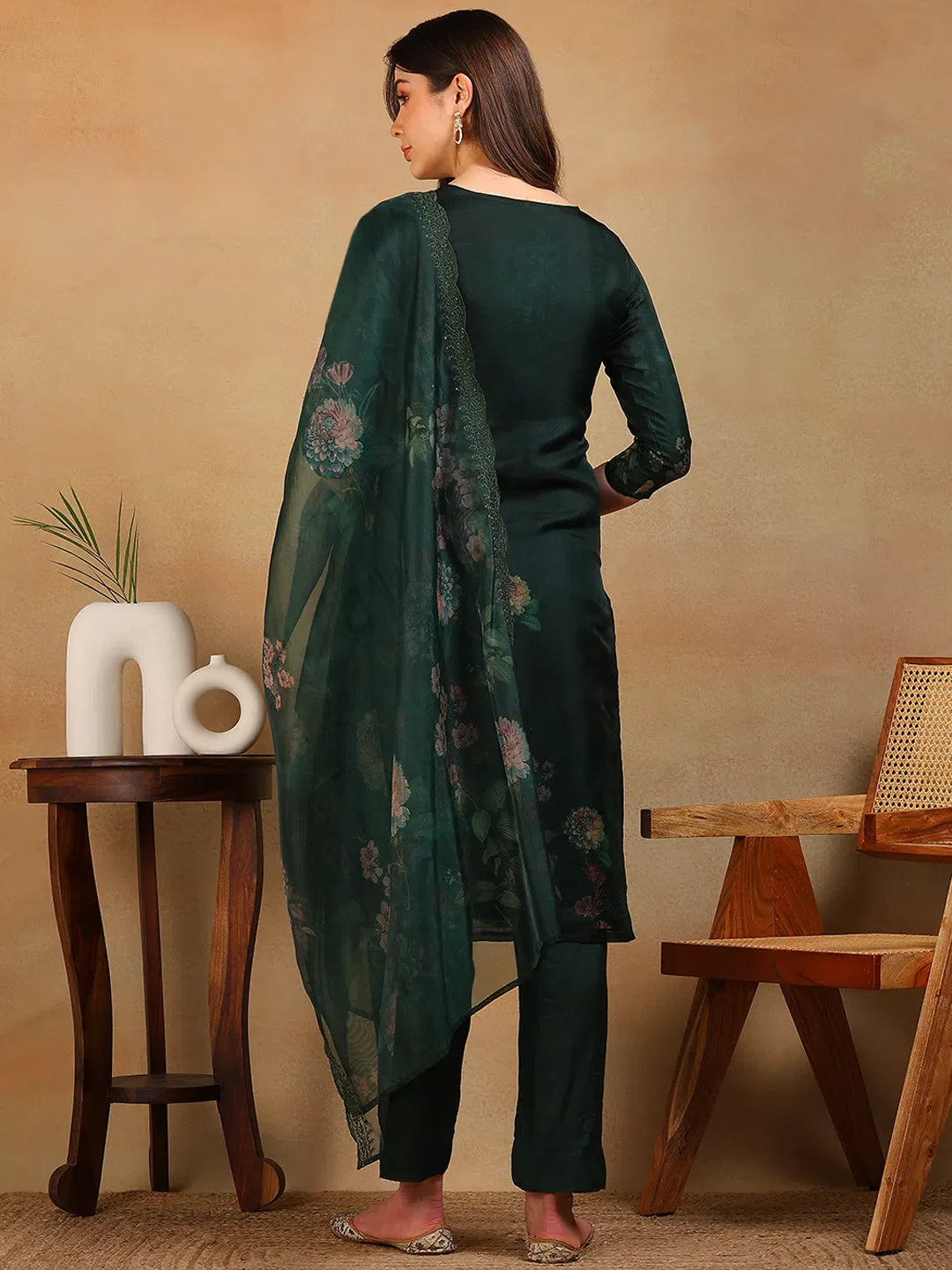 Green Floral Kurta Set With Dupatta | Women's Indian Kurta Sets