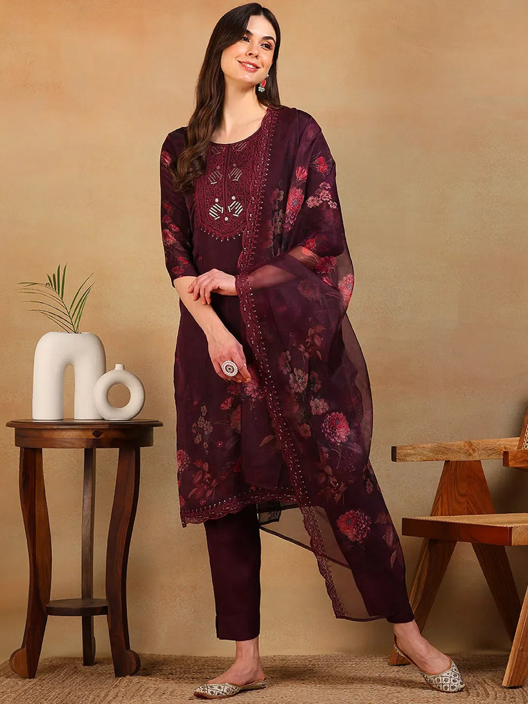 Purple Organza Kurta Set With Dupatta | Designer Kurta Sets