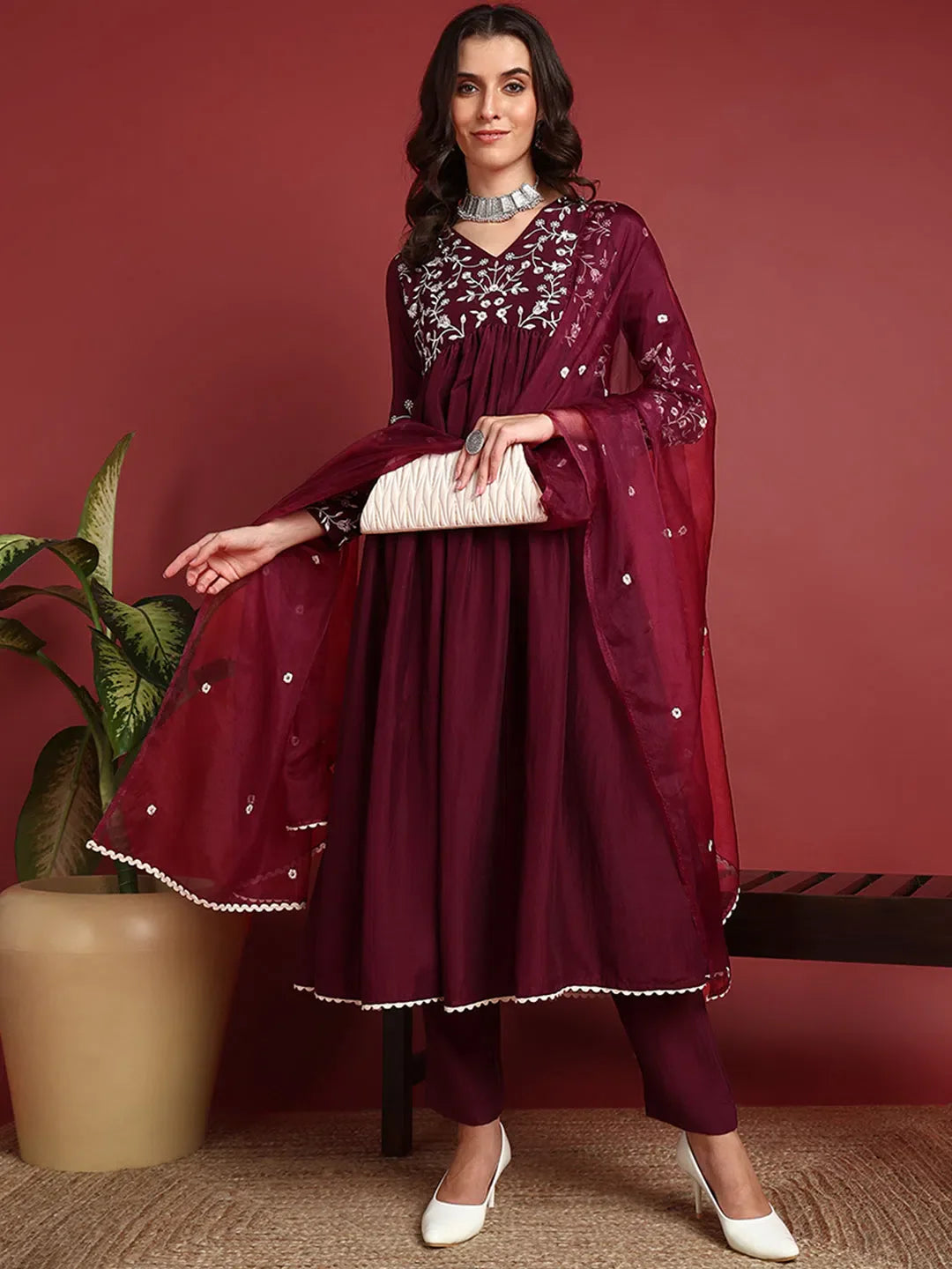 Cotton Solid Maroon Indian Ethnic