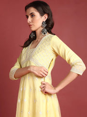 Organza Solid Yellow Indian Ethnic-PKSKD2385