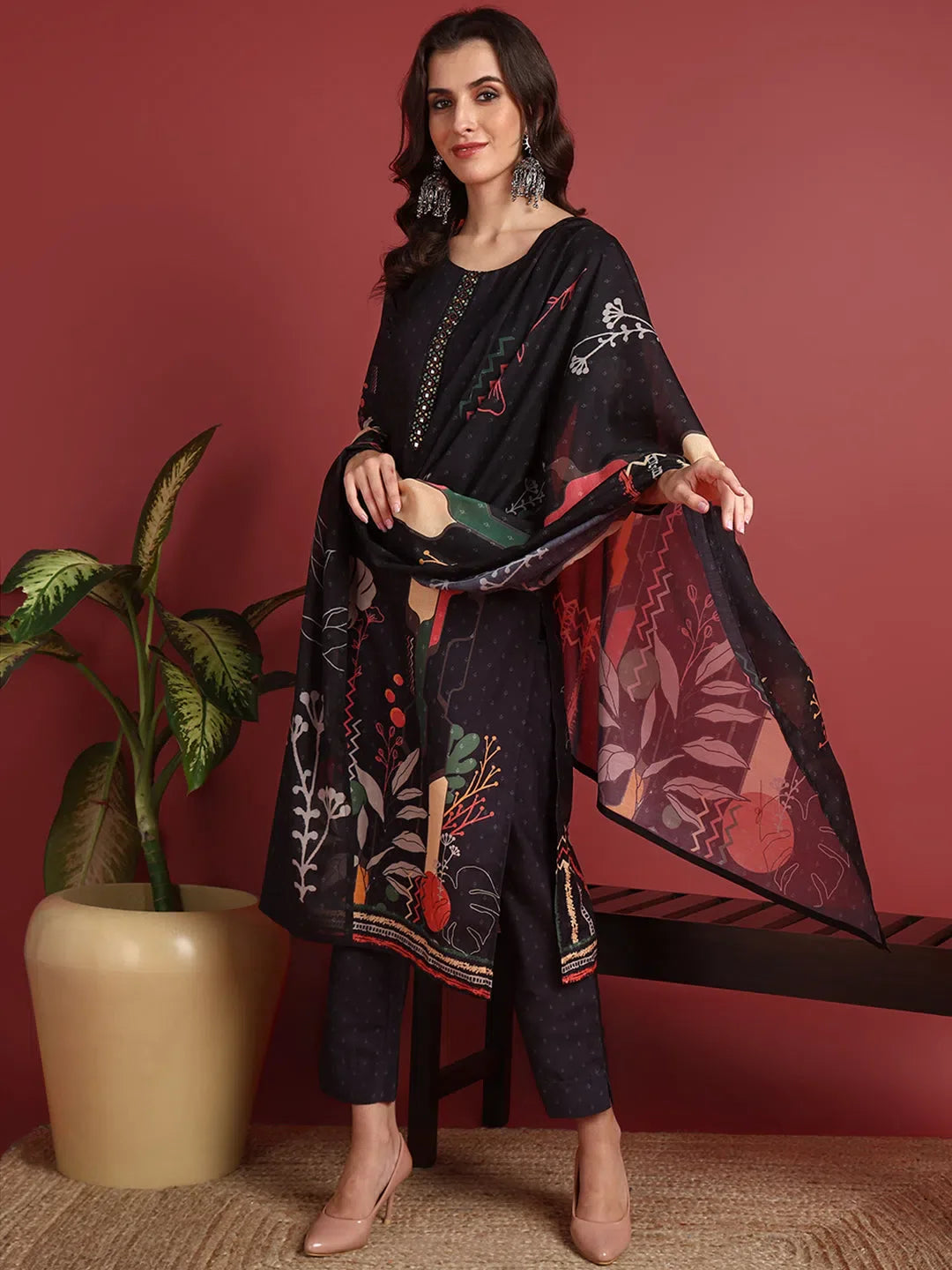 Black Abstract Kurti Set | Women's Party Wear Lehenga Collection