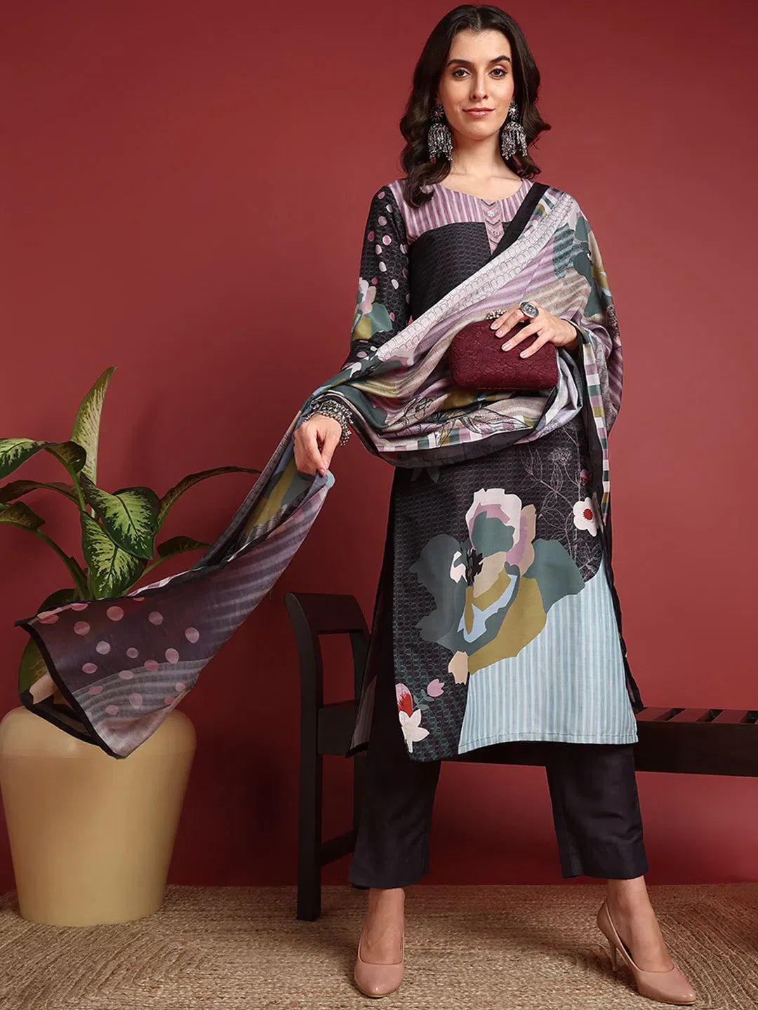 Black Floral Ethnic Lehenga Choli - Designer Lehenga for Women