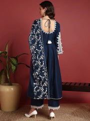 Polyester Solid Blue Indian Ethnic-PKSKD2397