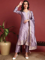 Polyester Ethnic motifs Purple Indian Ethnic