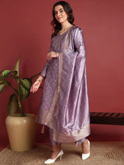 Polyester Ethnic motifs Purple Indian Ethnic