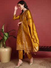 Polyester Ethnic motifs Yellow Indian Ethnic