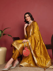 Polyester Ethnic motifs Yellow Indian Ethnic