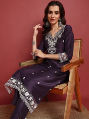 Polyester Solid Purple Indian Ethnic-PKSKD2419