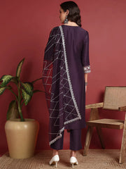 Polyester Solid Purple Indian Ethnic-PKSKD2419