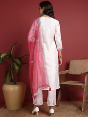 Polyester Solid White Indian Ethnic