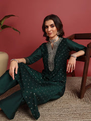 Polyester Solid Green Indian Ethnic-PKSKD2429