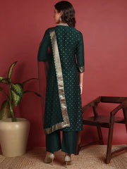 Polyester Solid Green Indian Ethnic-PKSKD2429