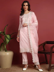 Organza Solid Pink Indian Ethnic-PKSKD2432