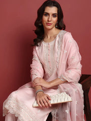 Organza Solid Pink Indian Ethnic-PKSKD2432
