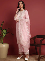 Organza Solid Pink Indian Ethnic-PKSKD2432
