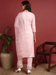 Organza Solid Pink Indian Ethnic-PKSKD2432