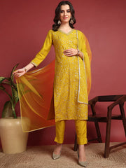Polyester Solid Yellow Indian Ethnic-PKSKD2434
