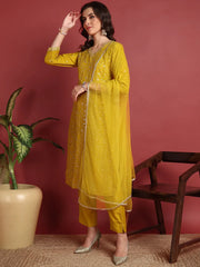 Polyester Solid Yellow Indian Ethnic-PKSKD2434