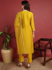 Polyester Solid Yellow Indian Ethnic-PKSKD2434