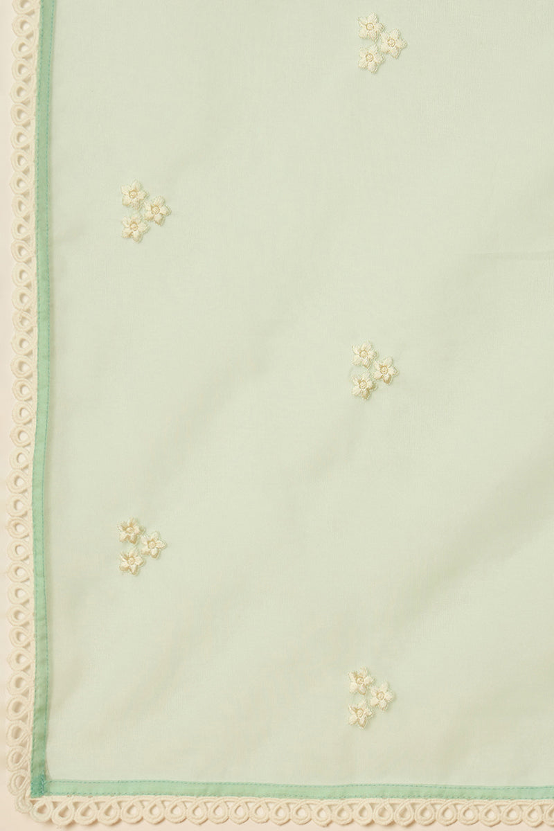 Sea Green Organza Solid Embroidered A-Line Dhoti Style Suit Set PKSKD2