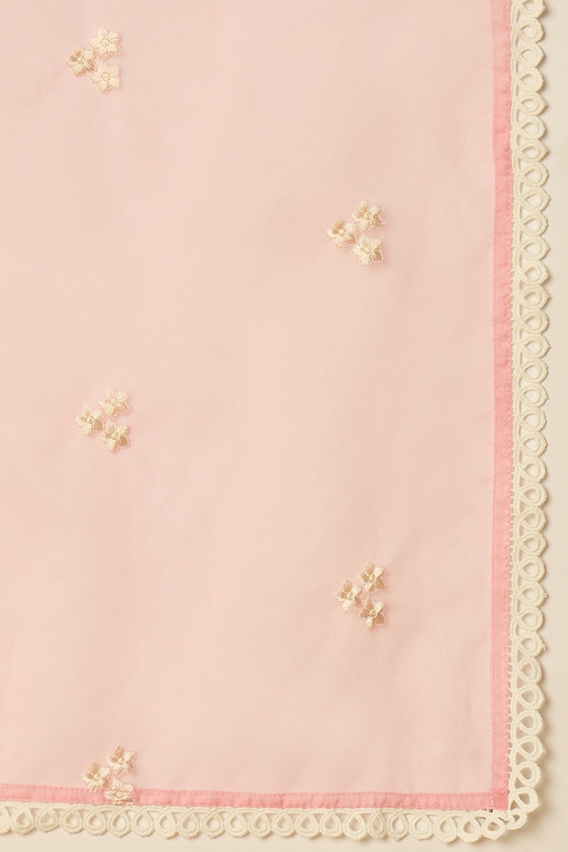 Pink Organza Solid Embroidered A-Line Dhoti Style Suit Set PKSKD2439 |